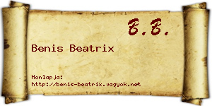 Benis Beatrix névjegykártya
